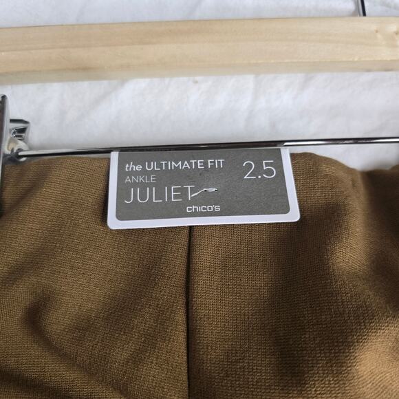Chico’s Juliet Ankle Pant Ultimate Fit Brevity Brown Ponte Knit Pant Size 2.5 - Picture 5 of 14